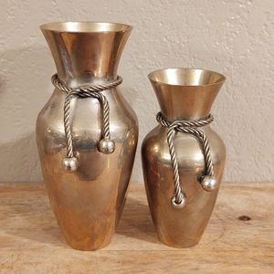 Pair of Solid Brass Vases